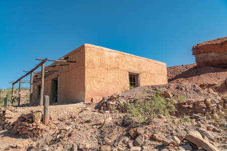 Adobe Walled Movie Set Buildingの写真素材