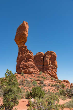 Side View of Balanced Rock in Arches National Parkの写真素材