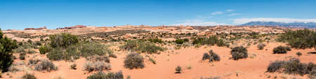 Panoramic View of Petrified Dunes in Arches National Parkの写真素材