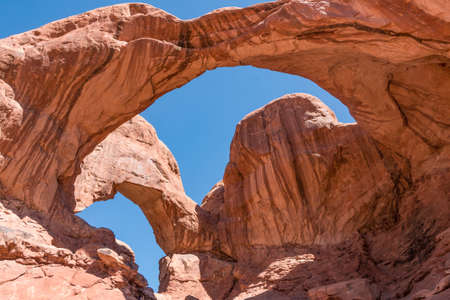 Landscape View of Double Arch in Arches National Parkの写真素材