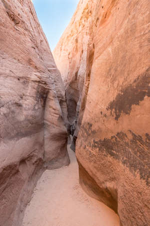Peaking Sunlight in Zebra Slot Canyonの写真素材