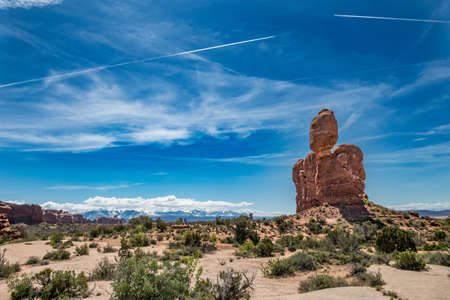 Jet Vapor Streams at Balance Rockの写真素材