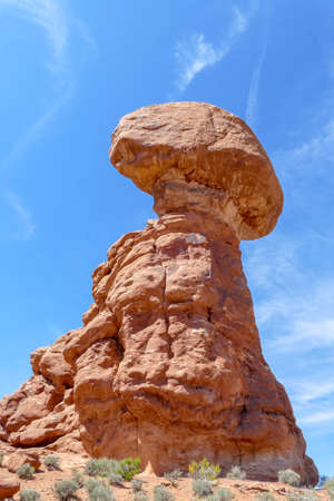 Looking Up Impressive Balance Rockの写真素材