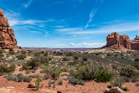 Distant View of Arches National Parkの写真素材