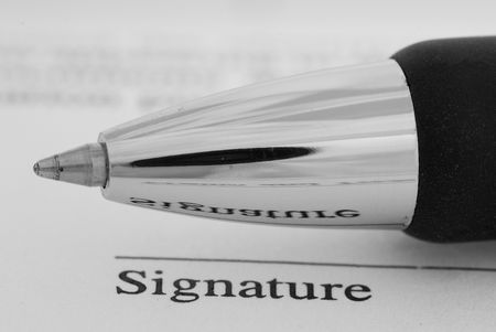 A pen over Signatureの写真素材
