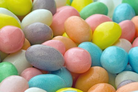 a macro shot of easter eggs, at f32