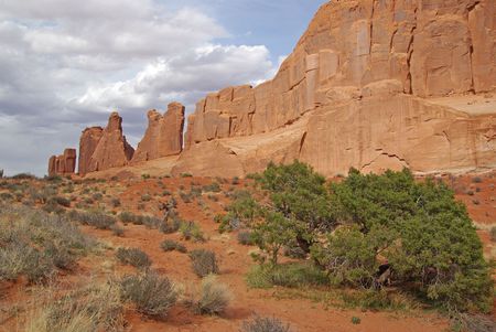 A stone canyon wall in utah desert early springの写真素材