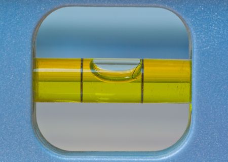 A macro shot of a bubble level trying to level the floorの写真素材