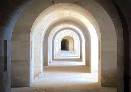 Stone arched hallway in military fortress named
