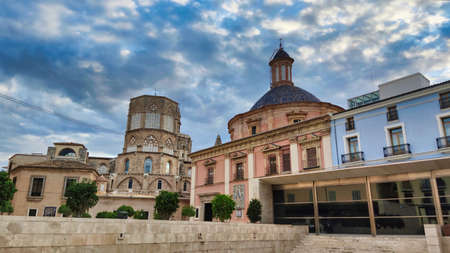 Decimo Junio â€‹â€‹Bruto square in Valencia with the dome of the Royal Basilica of Our...