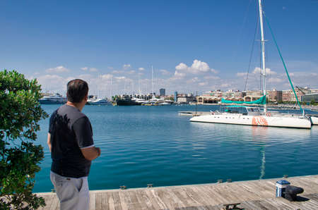 Observing the port of Valencia, Spainの写真素材