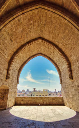 Arch and vault in the towers of Los Serrano in Valenciaのeditorial素材