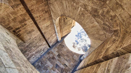 Door and arch in the tower of Los Serrano in Valenciaのeditorial素材