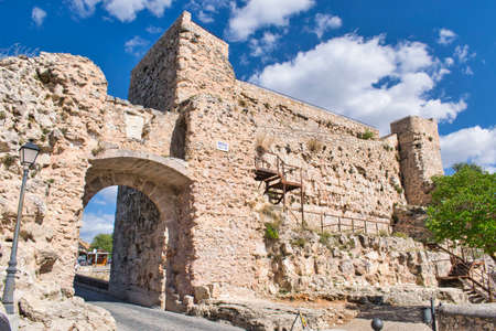 Arco de Bezudo and remains of the wall and castle of Cuencaのeditorial素材