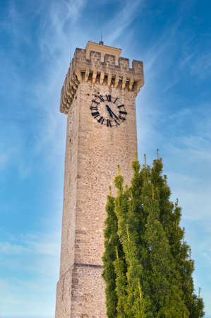Clock and tower of Mangana in the historic center of Cuenca, Castilla la Manchaのeditorial素材