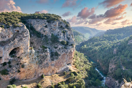 Serrania of Cuenca, Jucar river and Villalba cut seen from the viewpoint of Ventano del Diablo,...