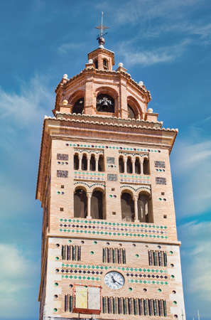 Bell tower in Mudejar architecture of Teruel Cathedral, Spainの写真素材