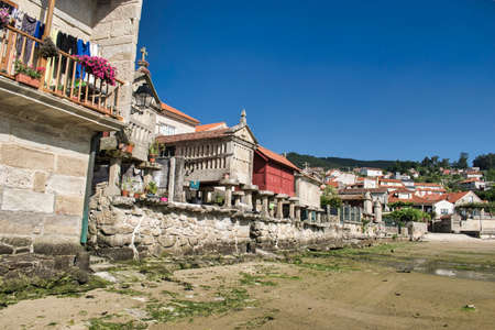 Beautiful coastal town at low tide of Combarro in the province of Pontevedra, Spain