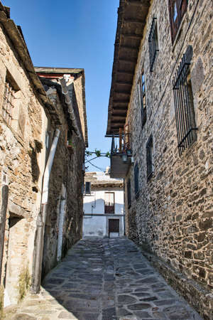Cobbled and pedestrianized medieval style street in Puebla de Sanabria, Zamora province, Spain
