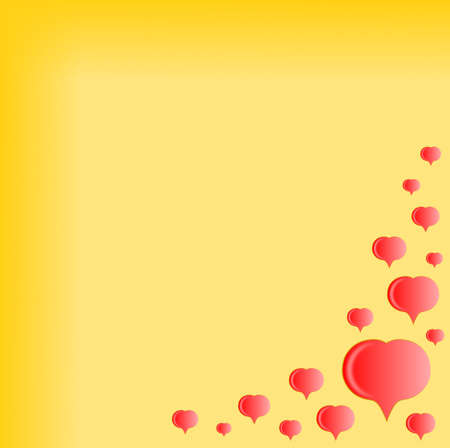 Greeting card for Valentine's day with red hearts on golden backgroundのイラスト素材