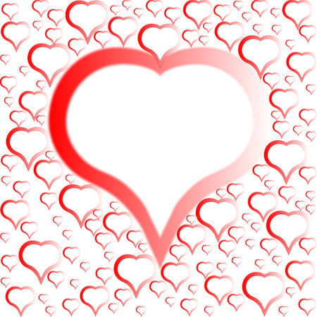 Transparent background card with red hearts for Valentine's Day or wedding greetingsのイラスト素材