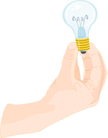 Man's hand holding and grabbing a light bulbのイラスト素材