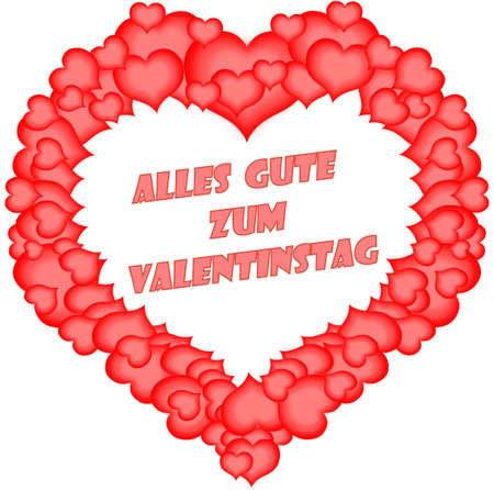 Heart made up of red hearts for Valentine's Day in February and Germanのイラスト素材