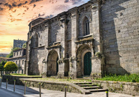 Former convent of Santa Clara from the 13th century in the city of Pontevedra, Spainの写真素材
