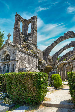Ruins of the church of Santa Maria in the Galician town of Cambados, Spainの写真素材