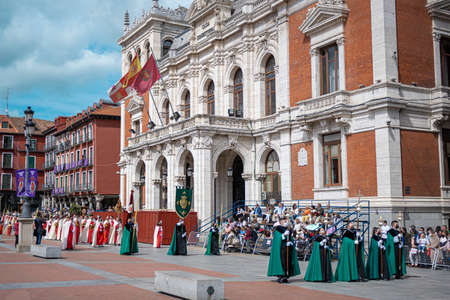 Holy Week, Palm Sunday procession in front of the Valladolid Town Hallのeditorial素材