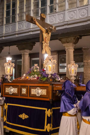 Easter Valladolid, holy Christ of consolation carried on the shoulders of his titular brotherhoodのeditorial素材