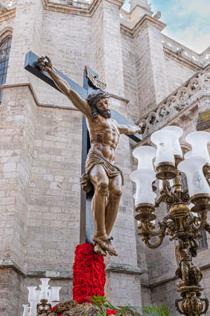 Holy Week Valladolid, Holy Christ of the Precious Blood in procession during Holy Thursdayのeditorial素材