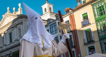 Holy Week Valladolid, brother of the penitential brotherhood of the Holy Supper during the Good...