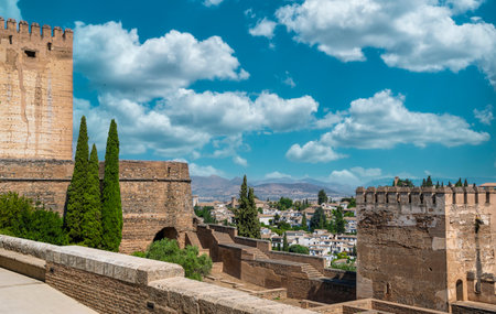 Fortification of the citadel from the 13th century during the Nasrid reign in the Alhambra in Granada, Spainのeditorial素材