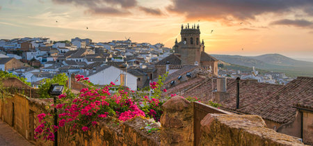 View of the beautiful village of BaÃ±os de la Encina in the province of JaÃ©n, Spainの写真素材