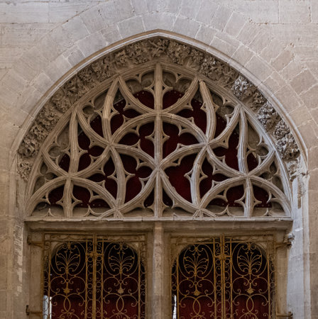 Beautiful gothic arch in the cathedral of Oviedo, Spainの写真素材