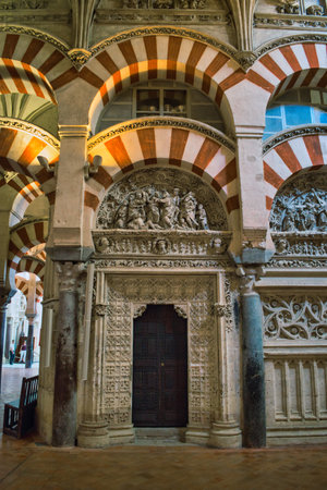 Door inside the majestic mosque cathedral of Cordoba, Spainの写真素材