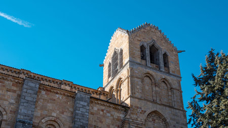 Detail of the bell tower of the basilica of the saints Vincent, Sabina and Cristeta, Romanesque...