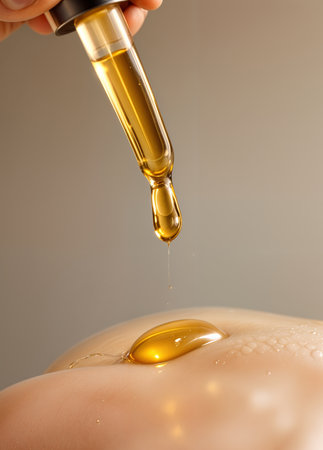 Hair removal with oil in a beauty salon close-up. Essential Oil Massageの素材