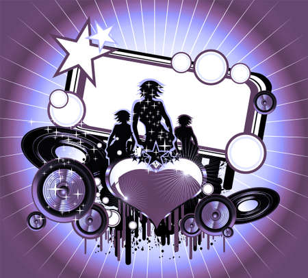 Girls and Love music event frame backgroundの写真素材