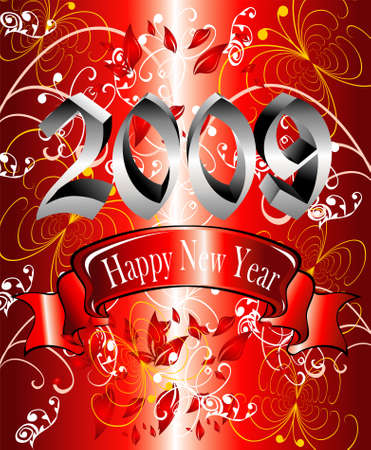 Happy new year 2009 tribal plants festive backgroundのイラスト素材