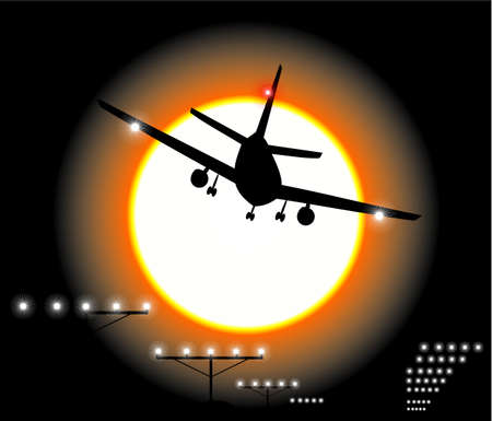 Airplane Landing in the skyのイラスト素材
