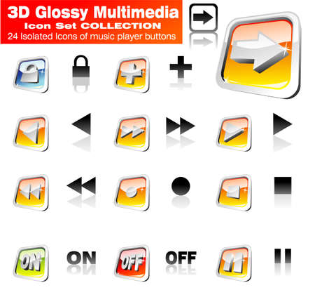 3D Music Player Icon set (2 set of 12 icons)のイラスト素材