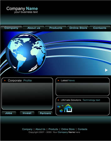 Delicate Business web site template with blue design elementsのイラスト素材