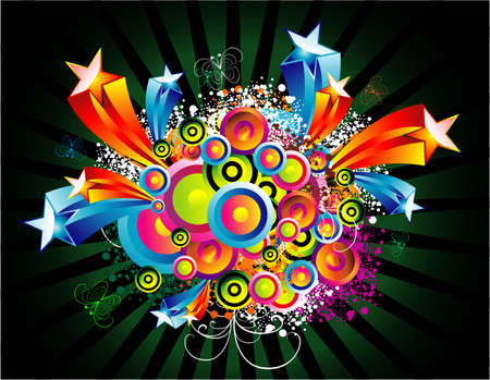 Abstract Circles, Fower and stars Backgroundのイラスト素材