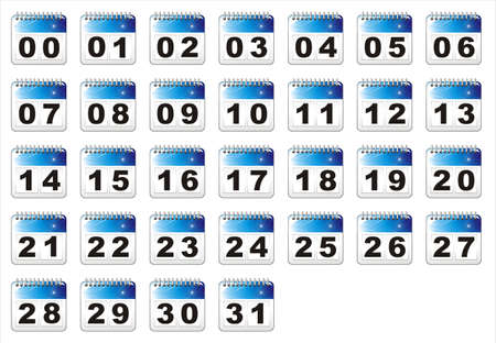 Collection of calendar Icons with numberrs and decorationのイラスト素材