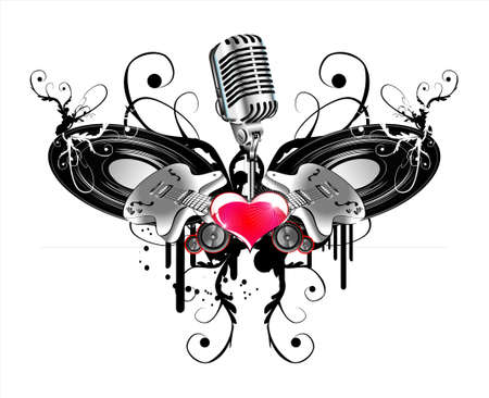 Abstract background with love and music elementsのイラスト素材