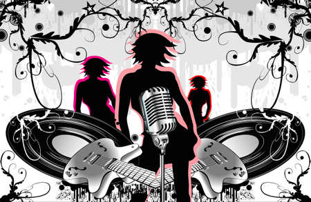 guitar and disc background with girls

のイラスト素材