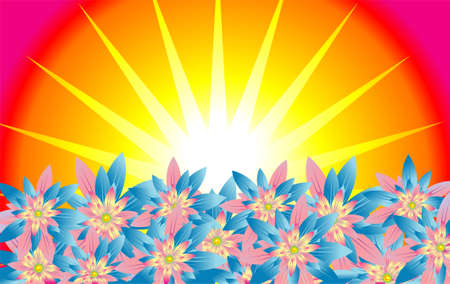 Mix of Flowers with a beautiful skyのイラスト素材