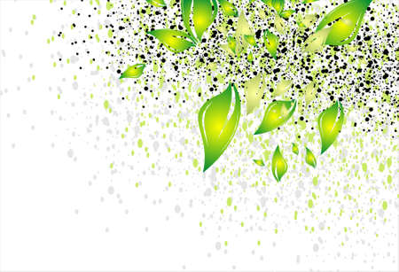 Grenn leaves with black drops backgroundのイラスト素材